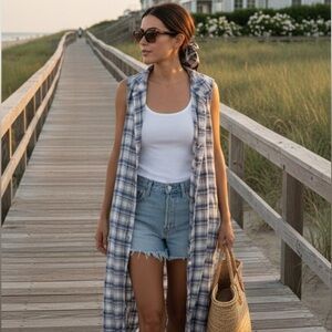 CP Shades long linen shirt dress M